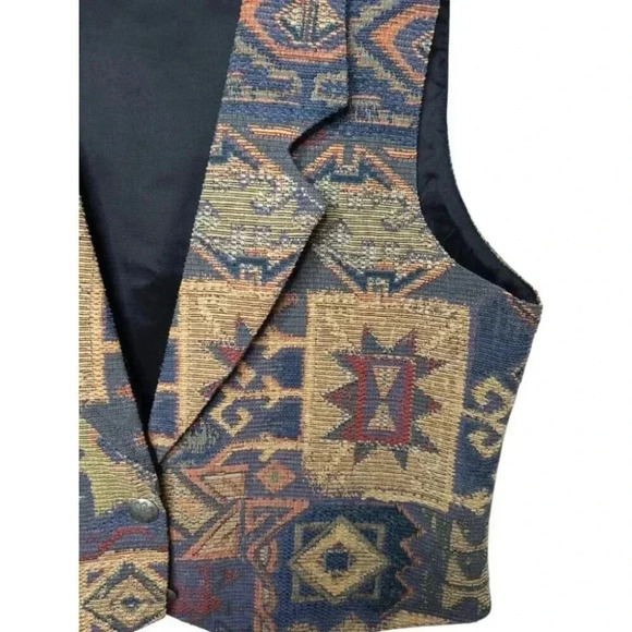 Vintage Deborah Murray Abstract Tapestry Western Vest Size L/G Made in Canada - Picture 5 of 9